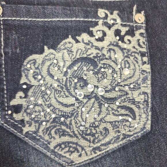 Do Denim Jeans Womens 8 Blue Pants Skinny Embroidered Low Rise Retro 30x29 - Picture 8 of 11